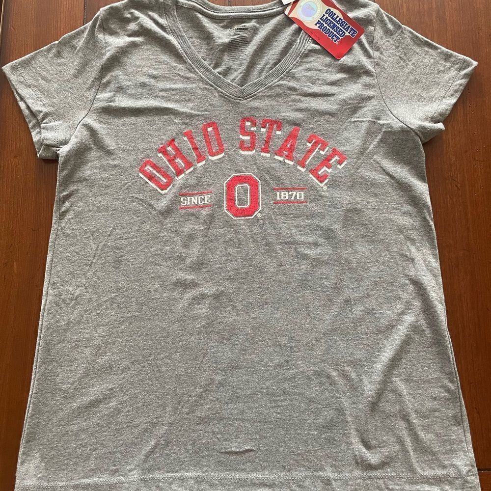 NWT Ohio State V Neck Tee Shirt Small. Scarlet and Grey.